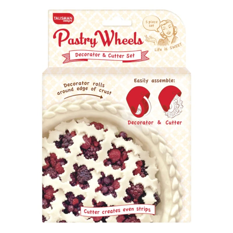 Talisman Designs Pastry Wheel Decorator & Cutter Set | Dishwasher Safe & Food Safe | Pie Crust Cutters | Kitchen Baking Cutters | Pie Decorator | Dough Cutter - Image 1